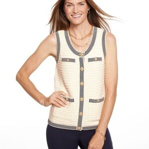 TALBOTS PLAITED TRIM SWEATER VEST, SIZE S, LIKE NEW!